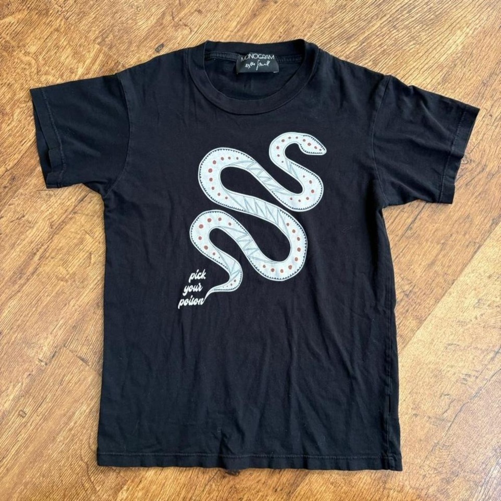 Monogram Pick Your Poison Snake Graphic T-Shirt Black XS Cotton Short Sleeve